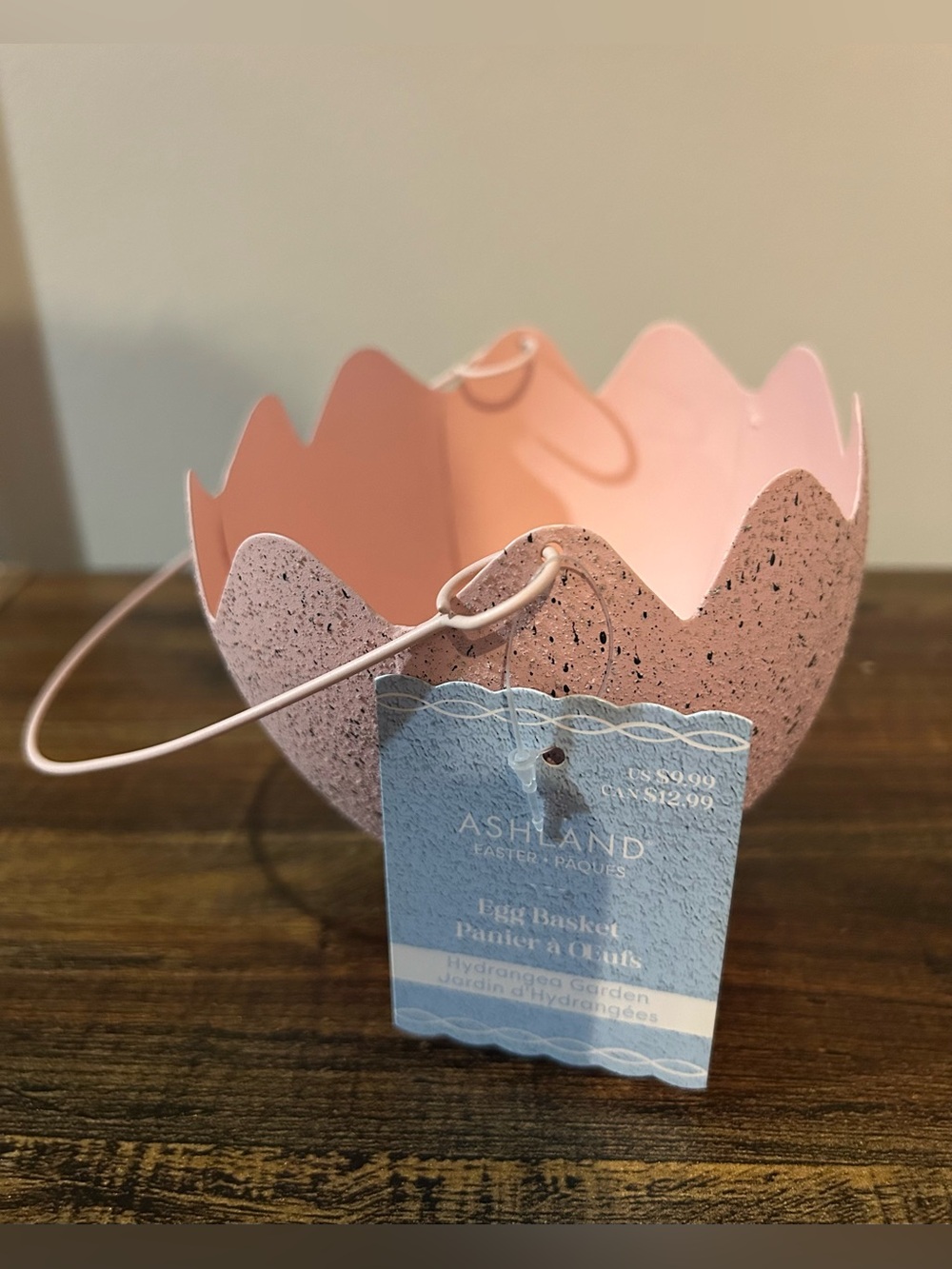Ashland Pink Speckled Egg-Shaped Metal Basket
